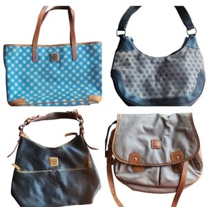 Dooney & Bourke Blue and Tan Checkered Tote